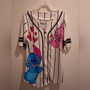 Disney Stitch Kids Baseball Shirt - White with Blue and Pink